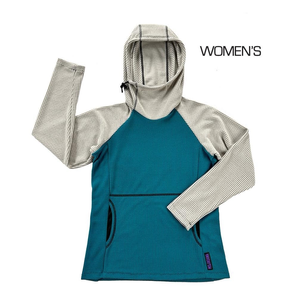 Melanzana Microgrid Hoodie (V2) women’s XL in marine teal/fog grey (2024 color)